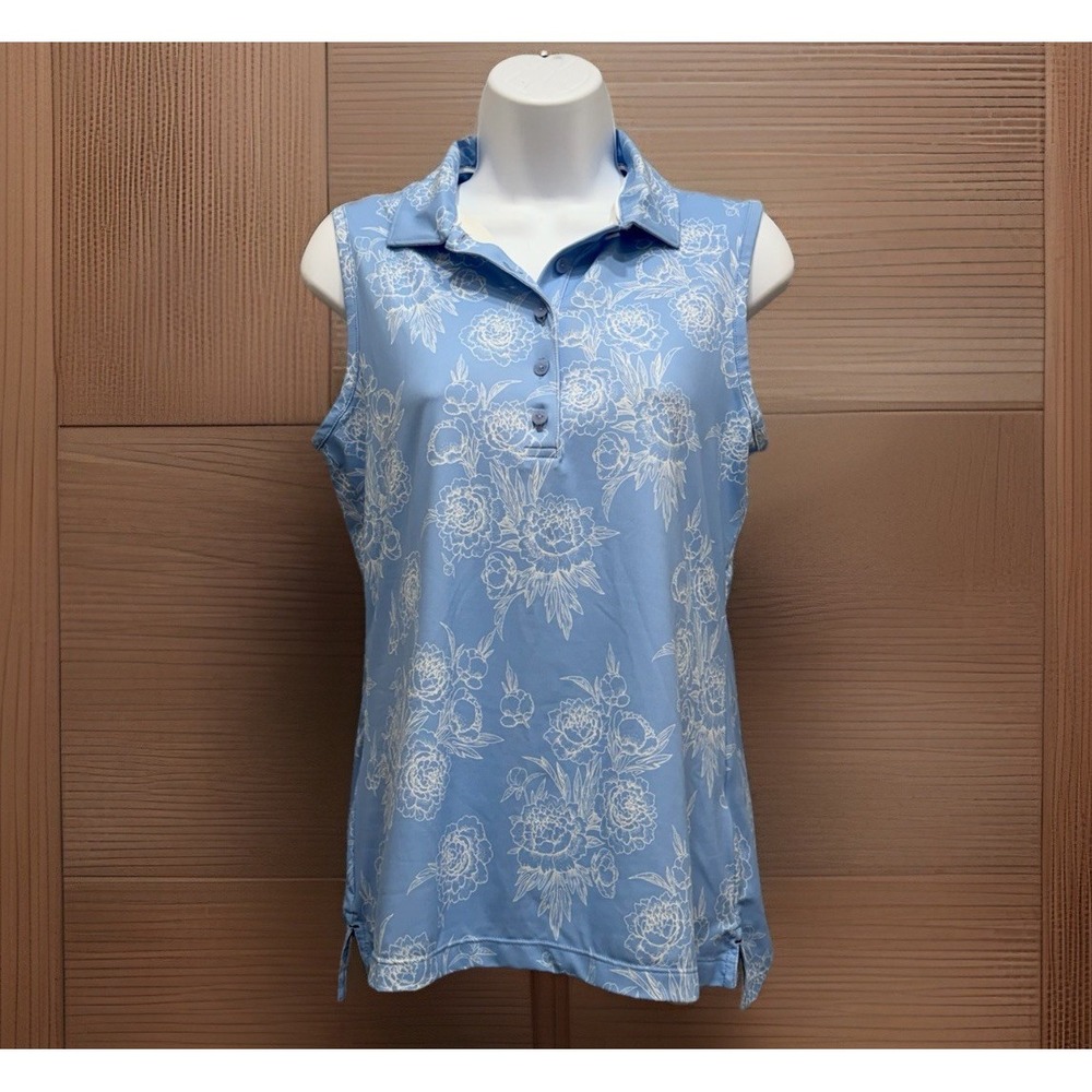 PETER MILLAR Perfect Fit Garden Floral Performance Sleeveless Golf Polo Size S